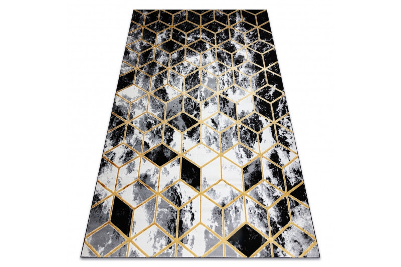 Kusový koberec Gloss 409A 82 3D cubes black/gold/grey č.13