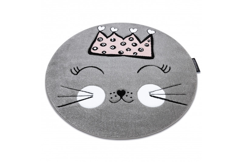 Dětský kusový koberec Petit Cat crown grey kruh č.11