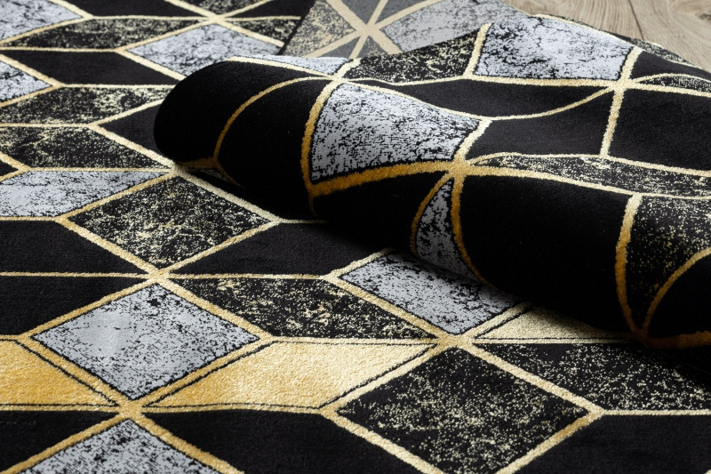 Kusový koberec Gloss 400B 86 3D geometric black/gold č.4