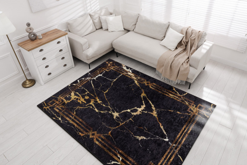 Kusový koberec Miro 51333.801 Marble black / gold č.5