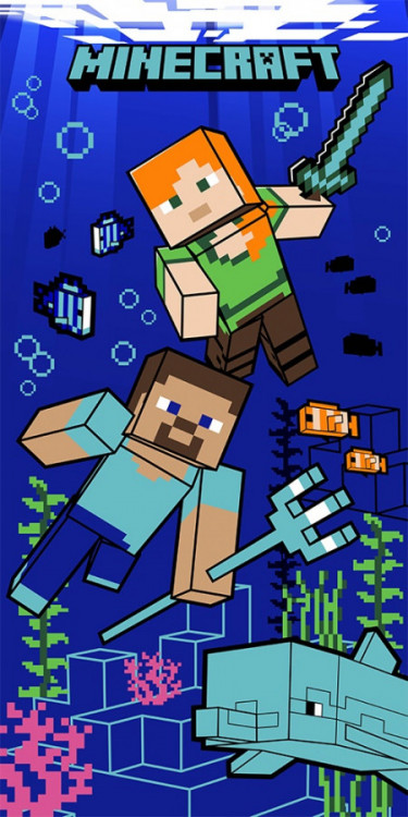 Dětská osuška MINECRAFT Podmořský svět  70x140 cm č.1