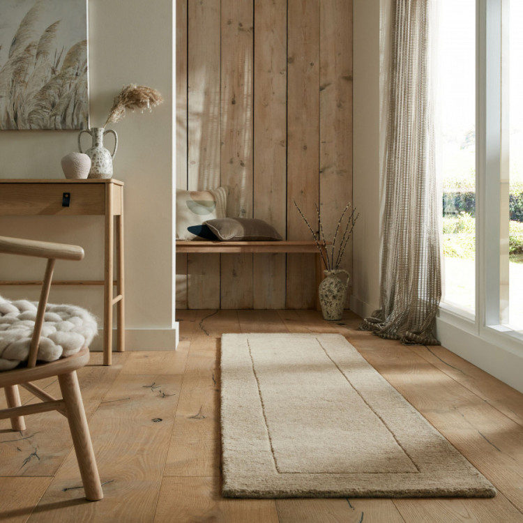 Ručně tkaný běhoun Tuscany Textured Wool Border Natural č.5