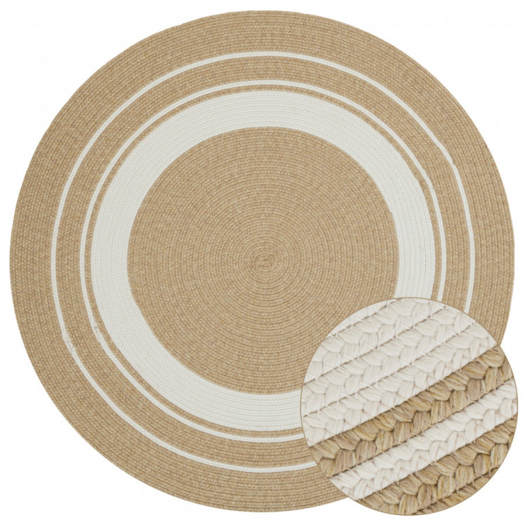 Kusový koberec Braided 105556 Creme Beige kruh – na ven i na doma č.6