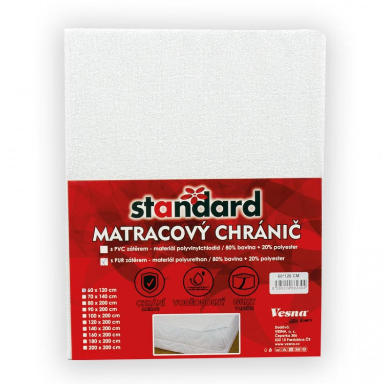 Matracový chránič STANDARD s PU zátěrem 200x200 cm č.1