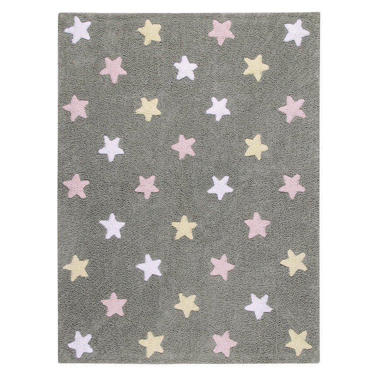 Přírodní koberec, ručně tkaný Tricolor Stars Grey-Pink č.1